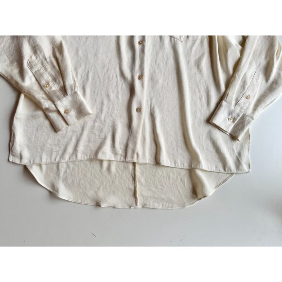NWT Aritzia WILFRED Ivory Satin Boyfriend Button-Up Shirt Blouse, Size XS - Picture 9 of 13